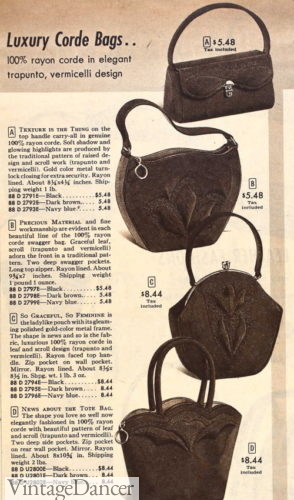 1955 corded rayon purses were still used