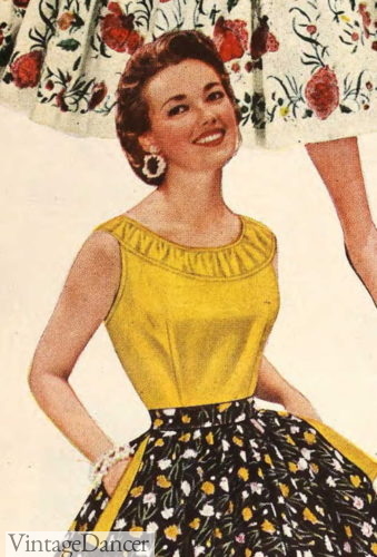 1950s shirt, round neck sleeveless top