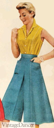 1955 teal culottes with pockets