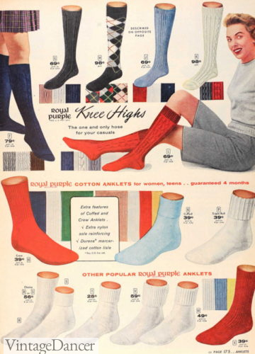1955 tall and cuffed socks for teens