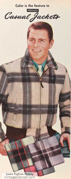 1950s mens wool casual jacket winter plaid