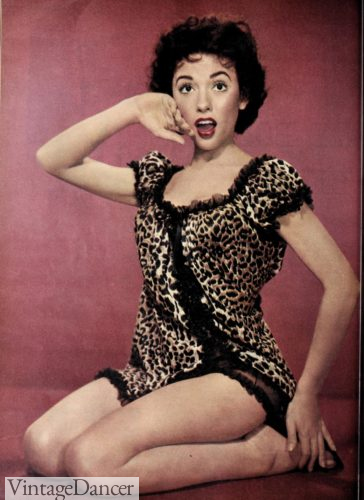 1950s baby doll nightie leopard print pinup Rita Moreno