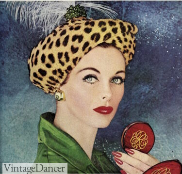 1950s leopard turban hat with plume 50s hats 1956