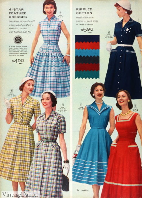 1956 day or house dress- usually button down shirtwaist dresses