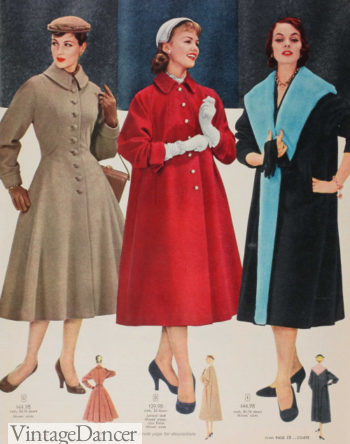 1956 princess coat, swing coat, shawl coats