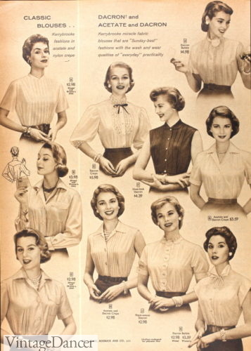1950s white blouses sissy blouses 50s shirts in 1956