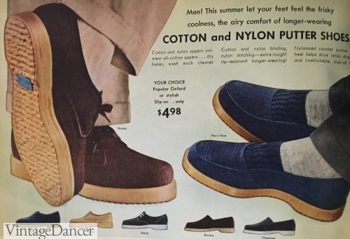 1950s mens shoes, 1956 crepe sole casual shoes
