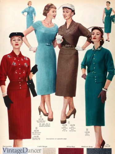 1950s knit one and two piece dresses