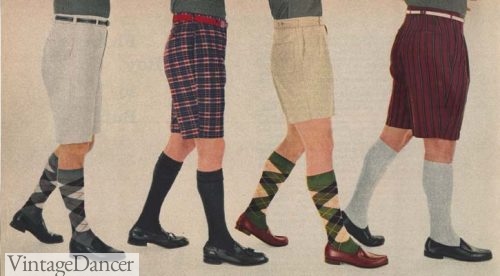 1956 men's tall socks- argyle and plain rib with cuffs