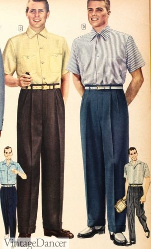 1956 mens summer outfit pants and shirt with belt