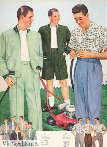1956 mens golf outfits with nylon jacket summertime mens trousers pants shorts