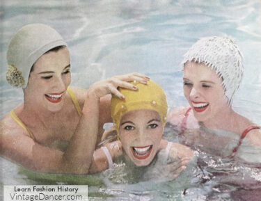 1950s swim caps 1950s hair cap bating suits 50s retro ad