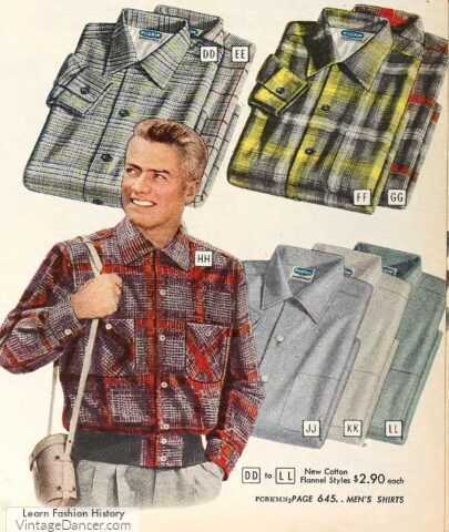 1950s mens winter shirts flannel banded bottom shirt-jackets shackets