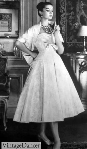 1956 vintage white formal swing dress