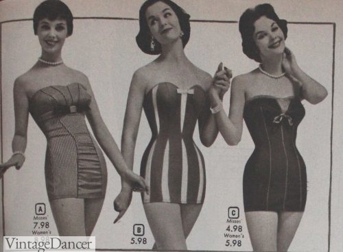 1957, empire swimsuits on the left