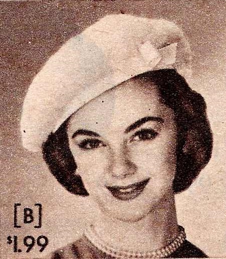 1957 Fuzzy Beret with Bow Hat