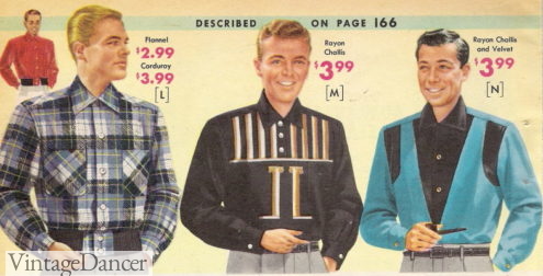 1957 men's western influenced shirts and jacket