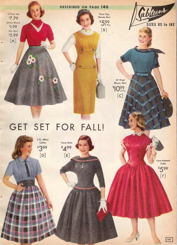 1950s Teenager Fashions - Girls' Fashion Trends and Clothing Styles