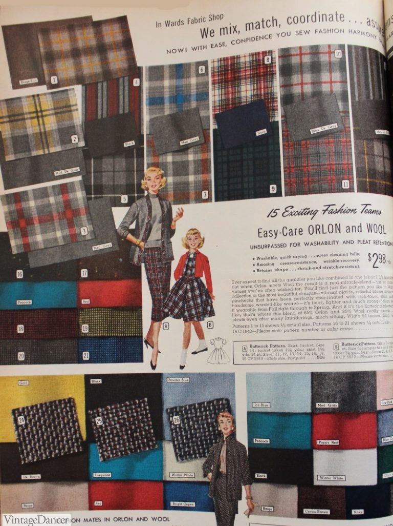 1950s Fabrics & Colors in Fashion