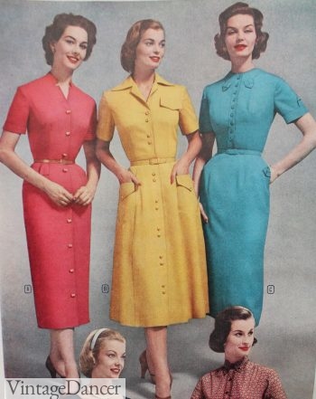 1957, full or pencil house dresses