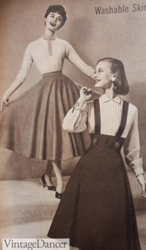 1957 jumper dresses with swing skirts