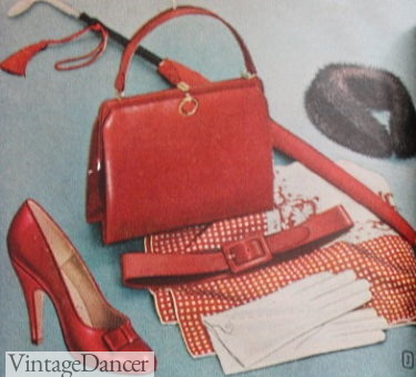 1957 matching red purse and accessories