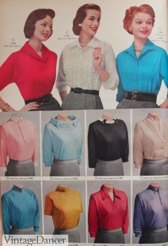 1950s knit tops and tailored blouses 50s shirts tops winter