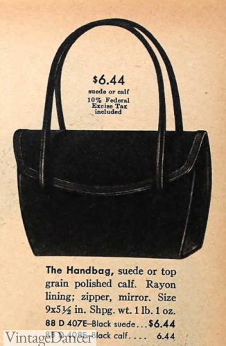1957 black two handle handbag