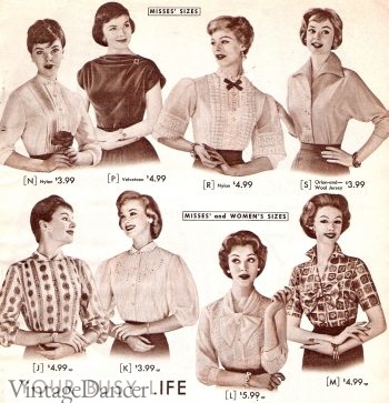1950s Blouses - more styles formal and informal at VintageDancer
