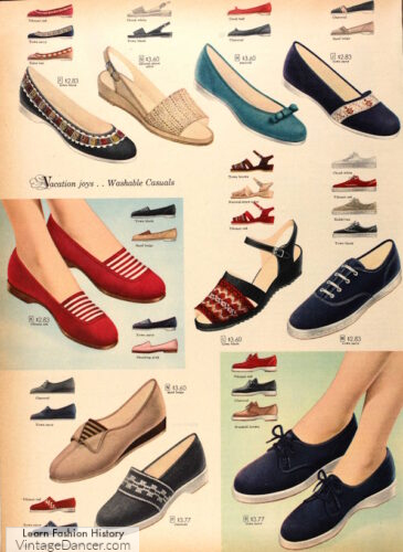1950s washable cotton shoes casual flats women summer shoes