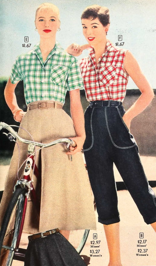 Women's 1950s Pants: Cigarette, Capri, Jeans Fashion History