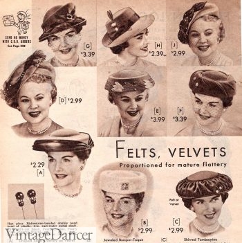 woemns' 1950s fall hats