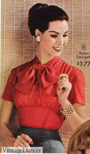 1950s bowtie necktie blouse