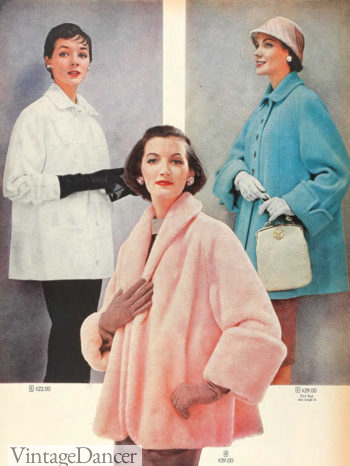 1957 fuzzy toppers coats women 1950s
