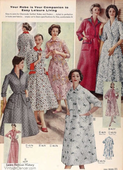 1950s quilted robes women
