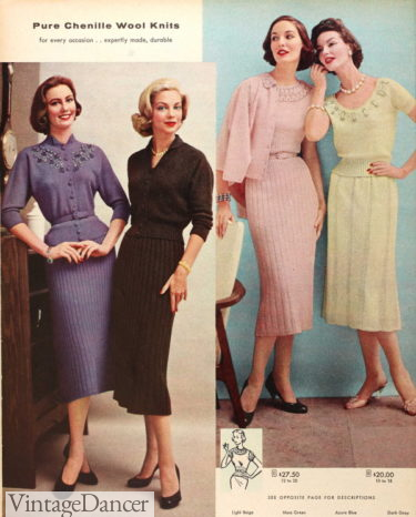 1950s Chenille wool knit dresses