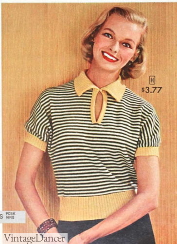 1950s polos shirt women, 1957 polo style top