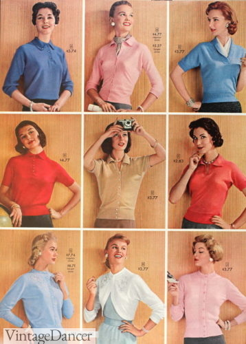 1950s knit shirts, 1957 knitwear tops