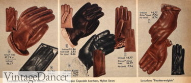 1950s mens winter gloves leather lined 1957
