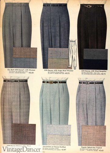 1957 summer weight dress pants mens slacks and trousers