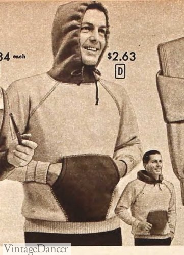 1957 two tone hoodie vintage mens sweatshirt