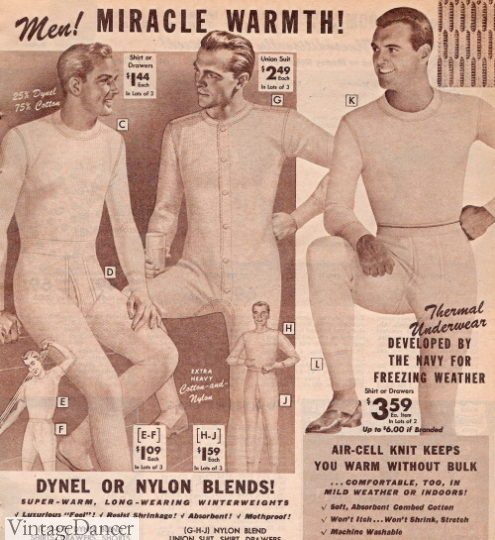 1957 winter union suits mens 1950s underwear