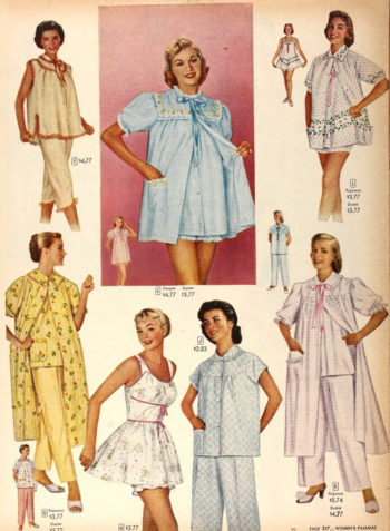 1950s baby doll nightie and pajamas with matching robes