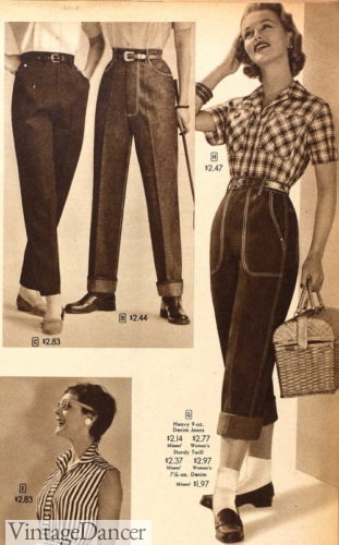 1957 denim blue jeans 1950s women girls teens