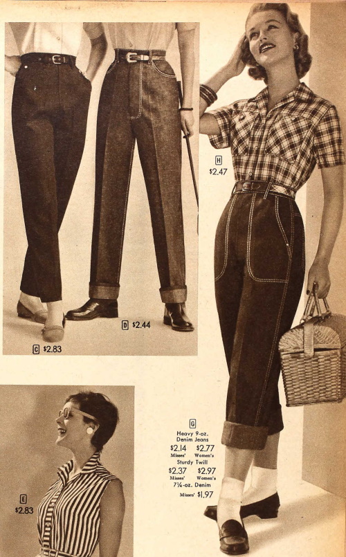 Women's 1950s Pants: Cigarette, Capri, Jeans Fashion History