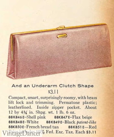 1957 pink pearlized clutch purse handbag