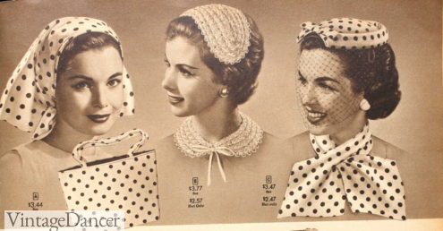 1957 head scarf and neck scarf in polka dots