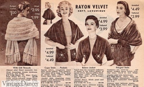 1957 knit and velvet shawls