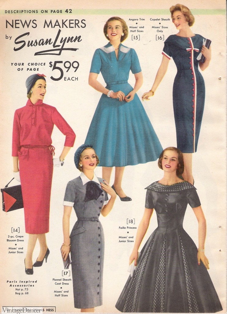 1950s Pencil Dresses & Wiggle Dress Styles
