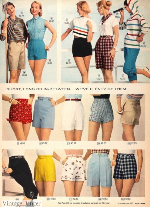 1957 shorts - all styles, all patterns 1950s womens shorts summer